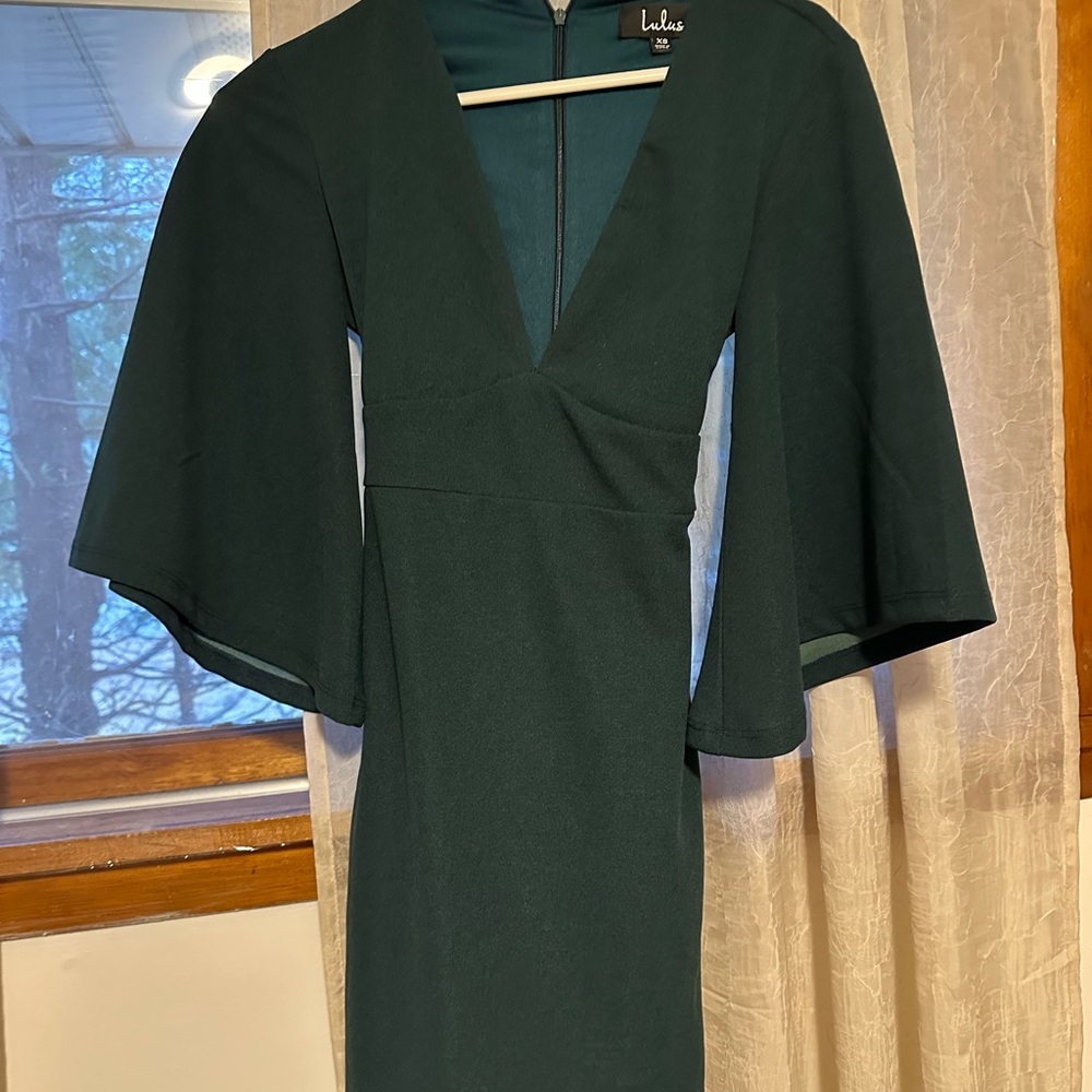 Lulu's Green V-Neck Dress